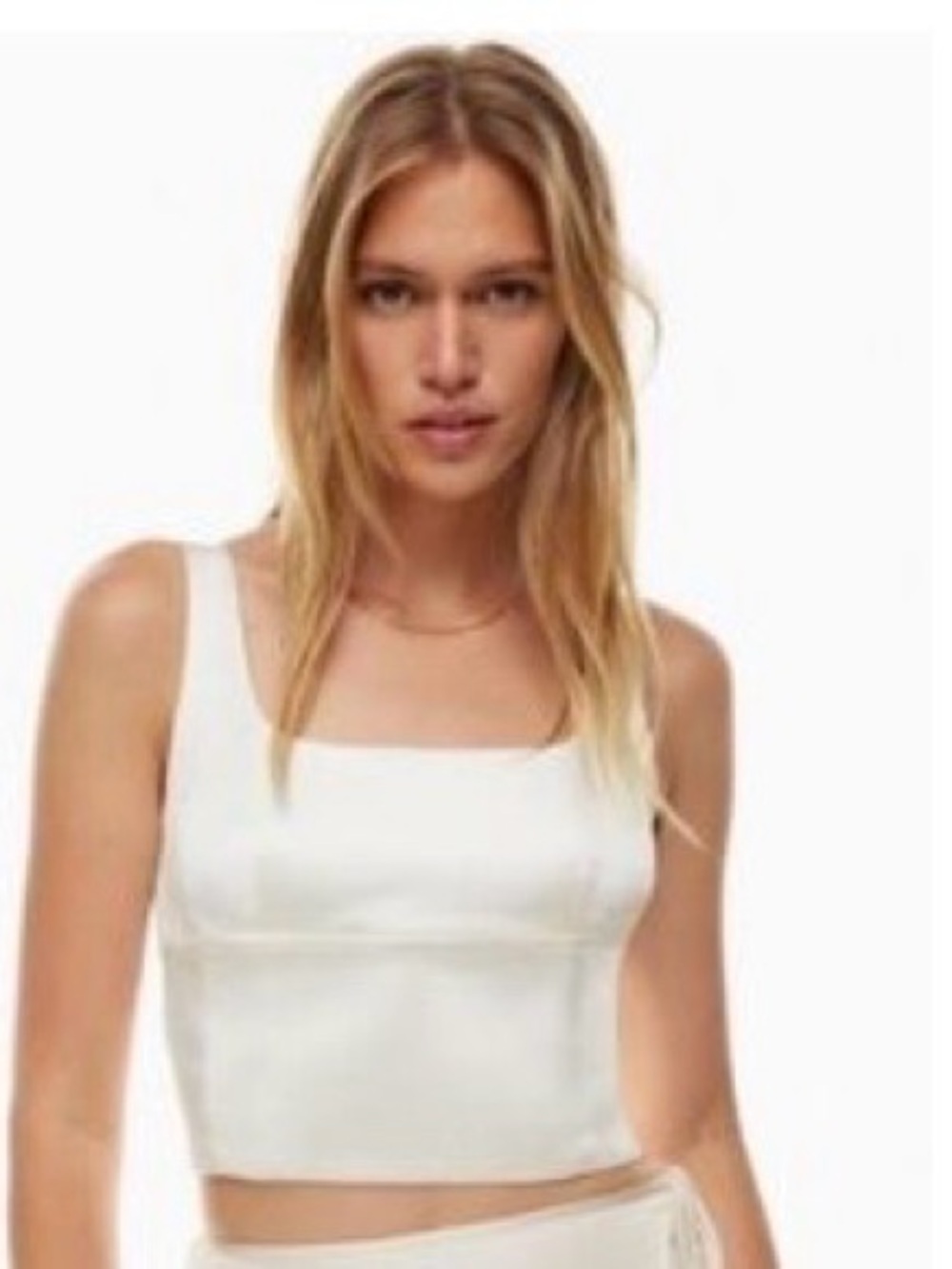 Wilfred Aritzia shiny white ivory cropped mock neck top silky material size xxs